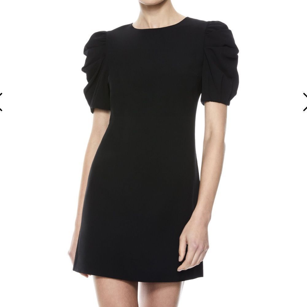 Alice + Olivia Hanita Puff Sleeve Black Dress Size 4